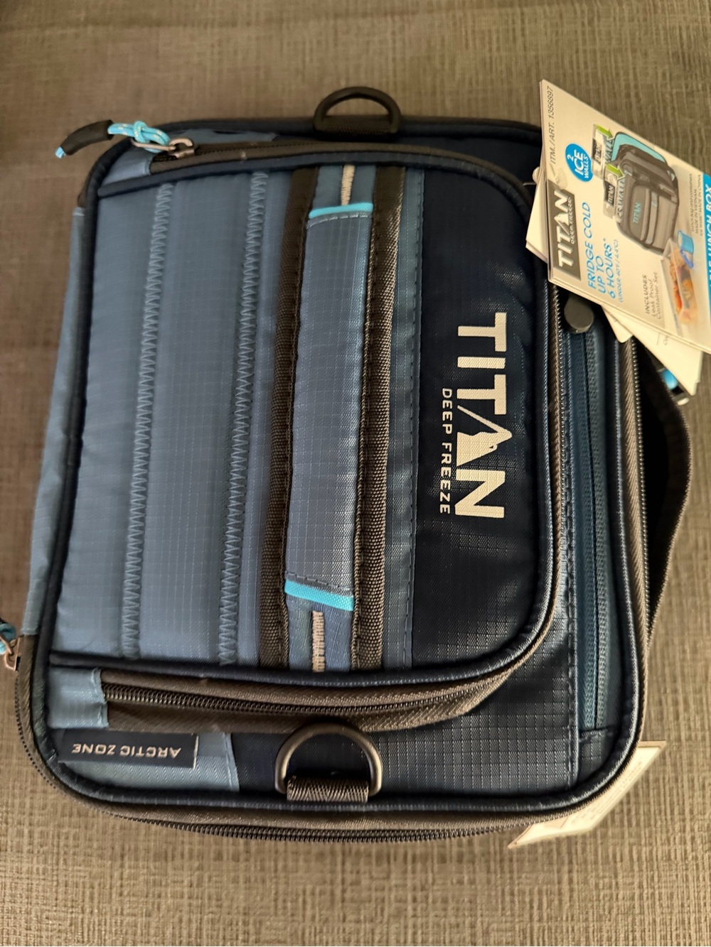 Titan Deep Freeze Blue Lunch Cooler Bag with Light Blue Accents